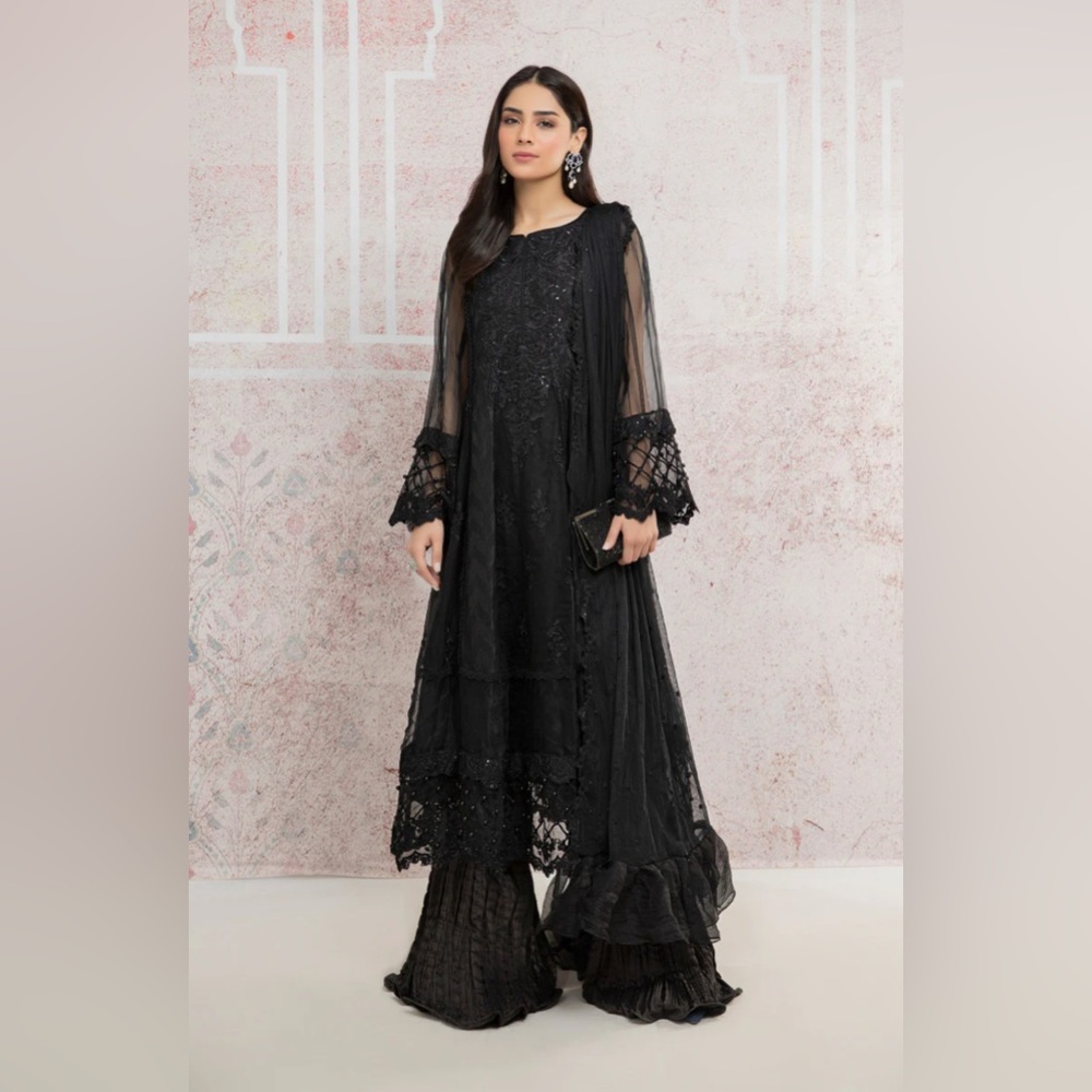 MARIA B. Elegant Black Lace Dress, Salwar kameez